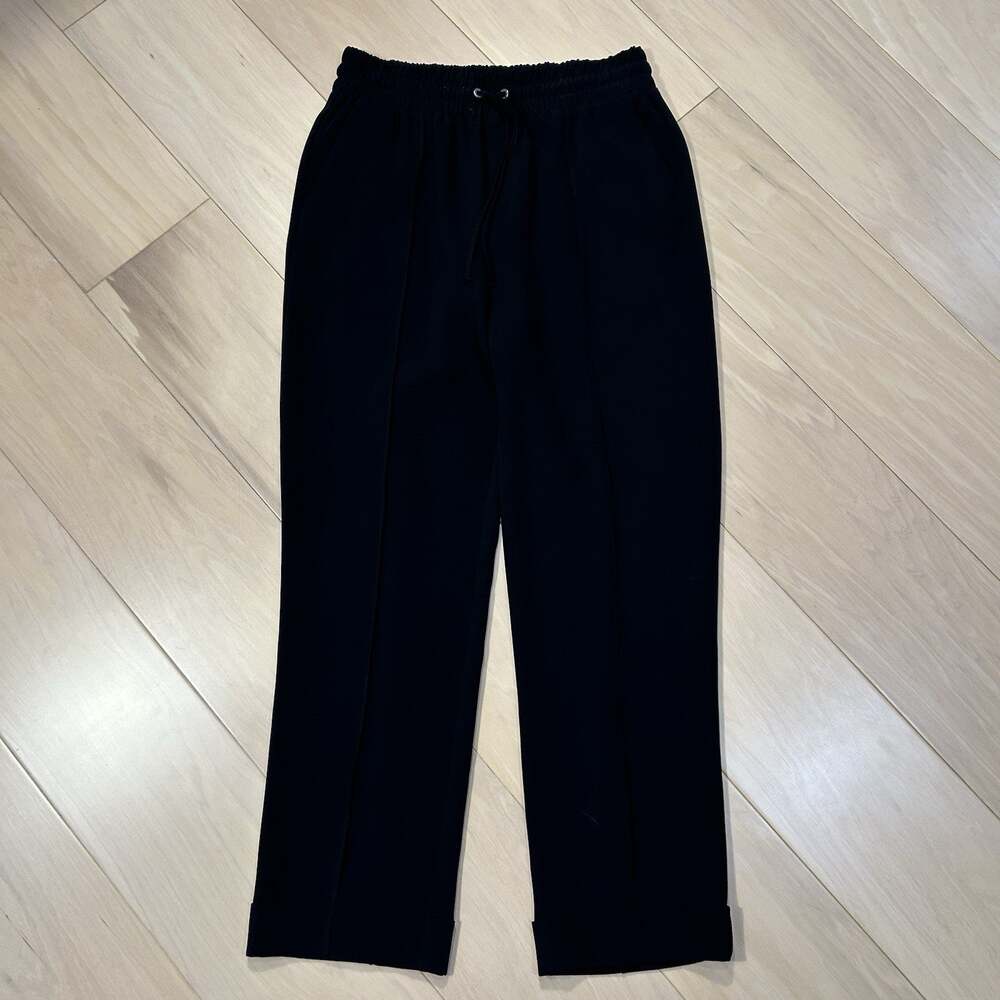 Cinq A Sept Black Straight-Leg Drawstring Pull On Trousers Women’s 6